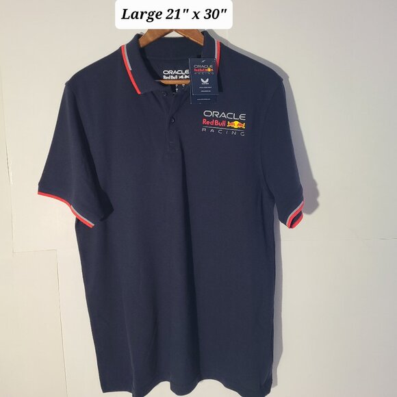 Oracle Racing Red Bull Castore Blue Large Polo Shirt NWT - Picture 1 of 5
